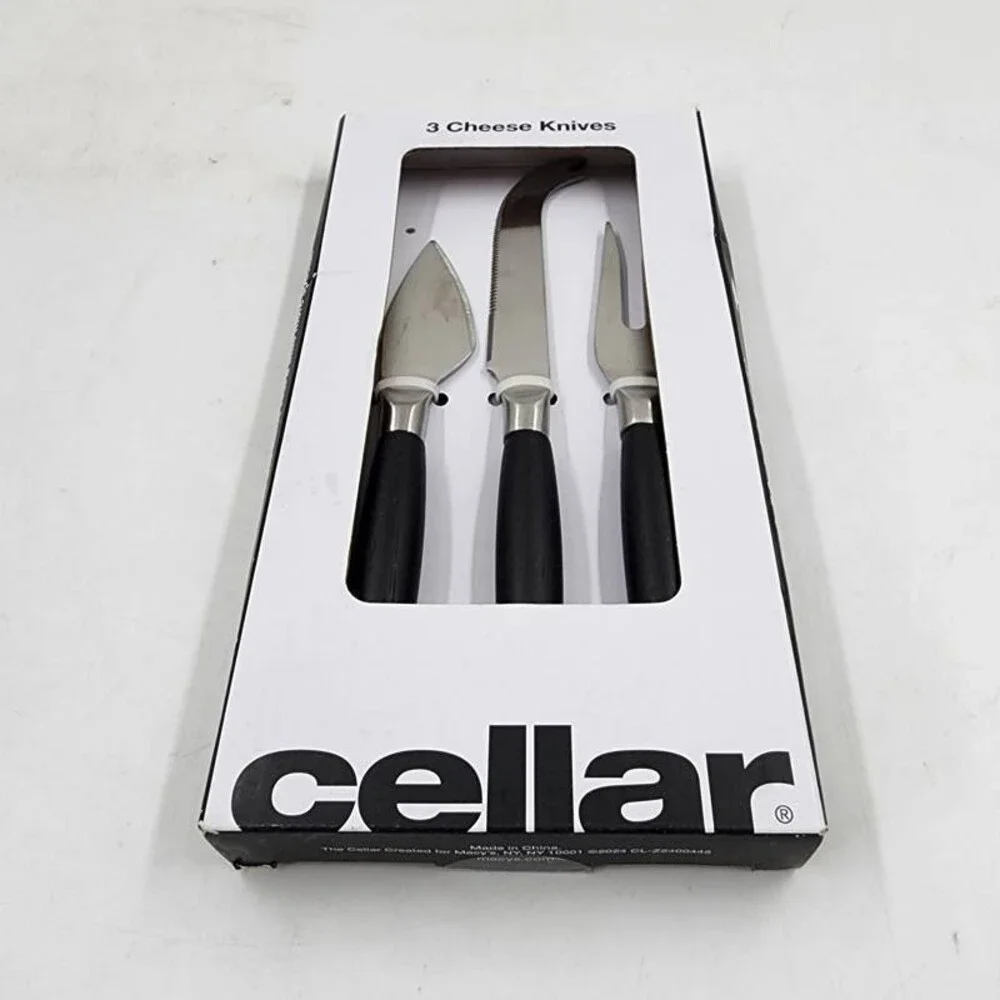 The Cellar Wood & Metal Cheese Serving Set Black/Silver - 3 Piece